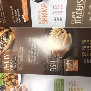 Menu as of 2018