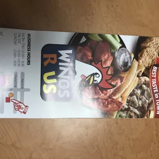 Menu as of 2018