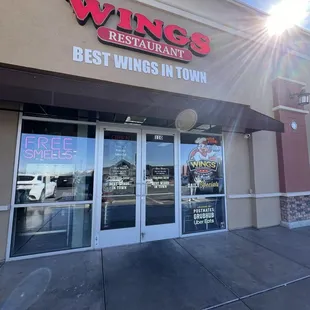 the front of the restaurant