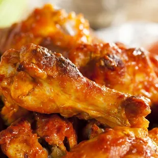 a plate of chicken wings