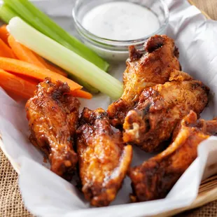 chicken wings and carrots