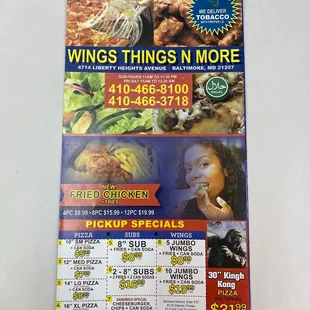 a menu for a restaurant