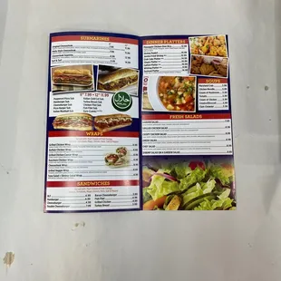 a menu for a restaurant