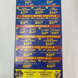 menu