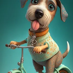 a dog riding a bicycle
