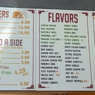 Menu with the deals