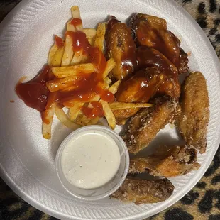 Garlic Parmesan and bbq bone in wings