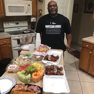 This is the Super Bowl spread with a 50 piece four flavor combo of wings