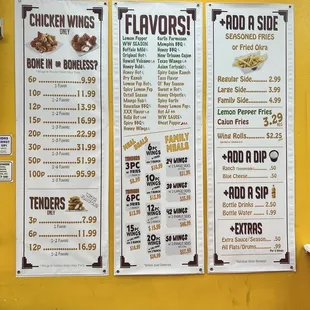 Wall sized menu