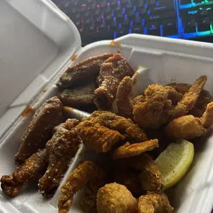 Lemon pepper wet #3. 6WINGS &amp; 1/2 LB Shrimp