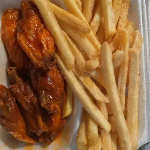 #1. 6 WINGS &amp; FRIES - Hot (all flats)