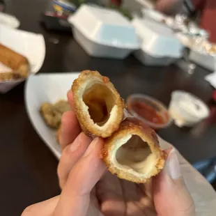 Same thing I ordered Mozzarella Sticks I didn't ask for fried air