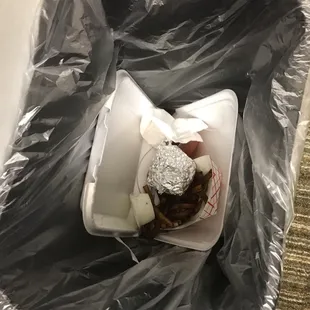 Here&apos;s my lunch... in the trash where it belongs.