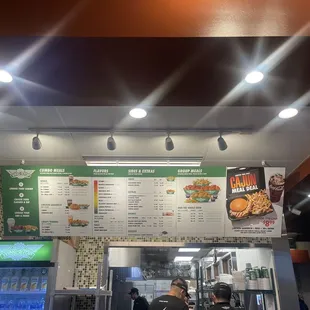 the menu of a fast food restaurant