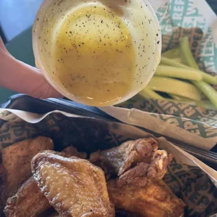 Half full lemon pepper sauce that I hadn't used yet (but, it was still delish).