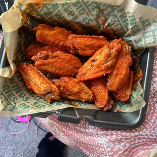 Wings that are not "wet" and undercooked, not extra crispy
