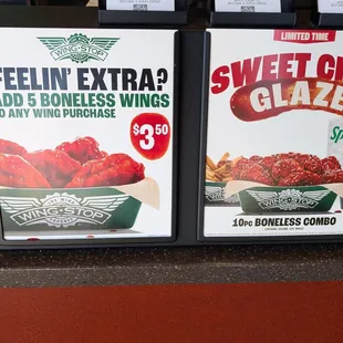 Signs at the front counter
