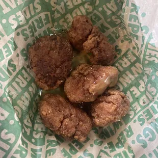 Burnt chicken nuggets from wing stop