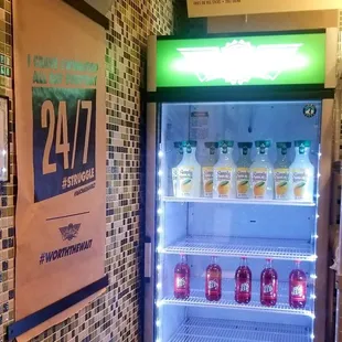 the inside of a small refrigerator