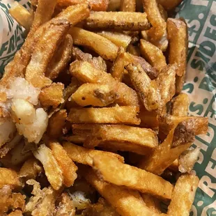 Disappointing‍‍ broken fries,dry, hard.