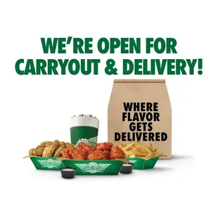 we're open for carryout and delivery