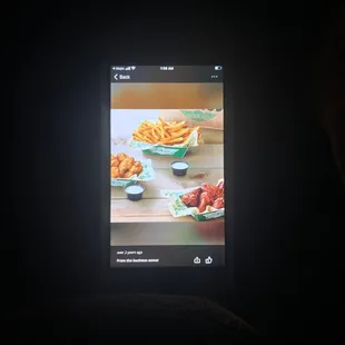 a picture of a meal on a tablet screen