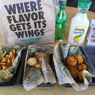 chicken wings and fried chicken, food