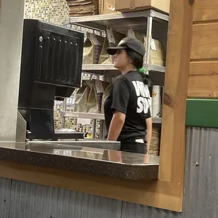 Rude and dirty employee talking back to customers  when wanting to order extra food