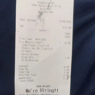 Drums are clearly on the receipt