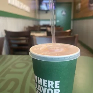 The inside of this location is small (only four tables inside) but it's always clean!