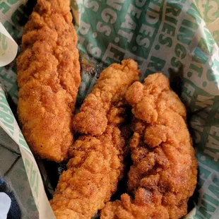Hot Honey tenders, sooooo crunchy n juicy!