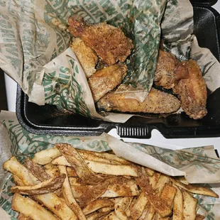 Legendary Laker wings and Cajun fries
