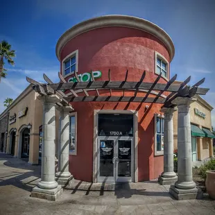 the entrance to the restaurant