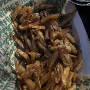 Un seasoned fries also soggy not well done