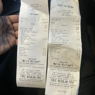 Receipt with time and no refunded tip