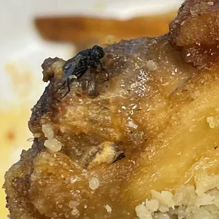 a piece of food on a fork