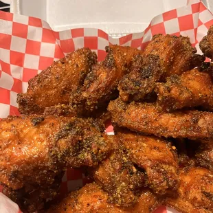 chicken wings in a basket