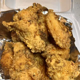 a closeup of fried chicken