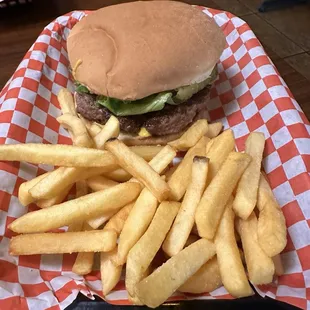 Burger and fries