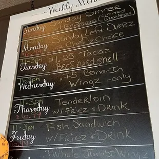 Daily specials