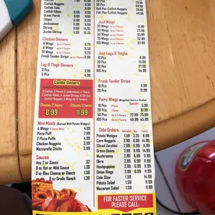 menu