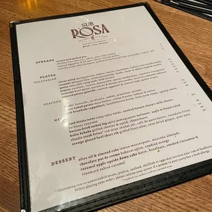 menu