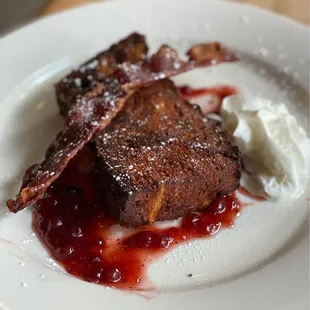 Deep-Fried Cranberry Almond Bread Pudding French Toast