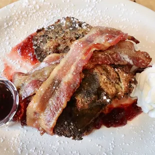 Deep-Fried Cranberry Almond Bread Pudding French Toast