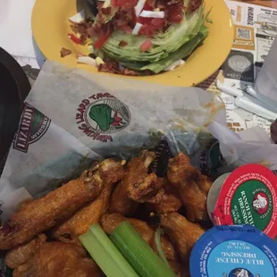 The wedge salad and mild wings!