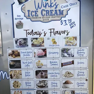 Wall menu, flavors change
