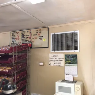 The menu is on the wall