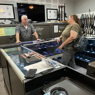 A female patron is seeking information about how to obtain a CCW and any other firearms safety classes we can connect her with.