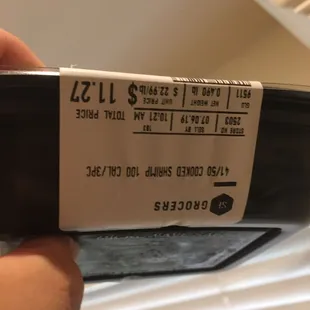 Price tag of food where the FLY was found inside