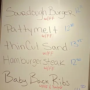 Daily specials